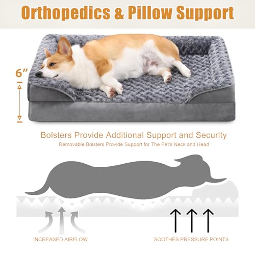 Orthopedic Dog Bed Medium Grey 29 x 18 x 6 Inch I524