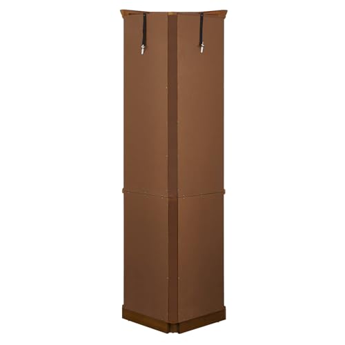 Oak Corner Curio Display Cabinet with 5 Shelves and Lighting System, Tempered Glass Doors O3623
