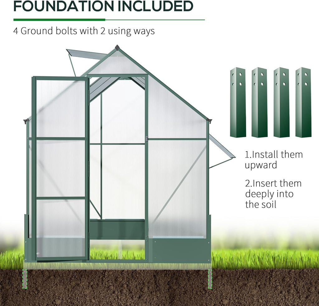 6' x 8' x 7' Walk-in Polycarbonate Greenhouse S16684