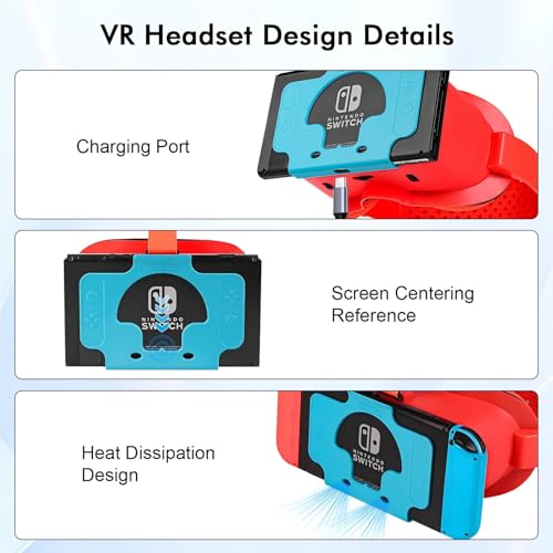 Red & Blue VR Headset with Adjustable HD Lenses and Head Strap D9486