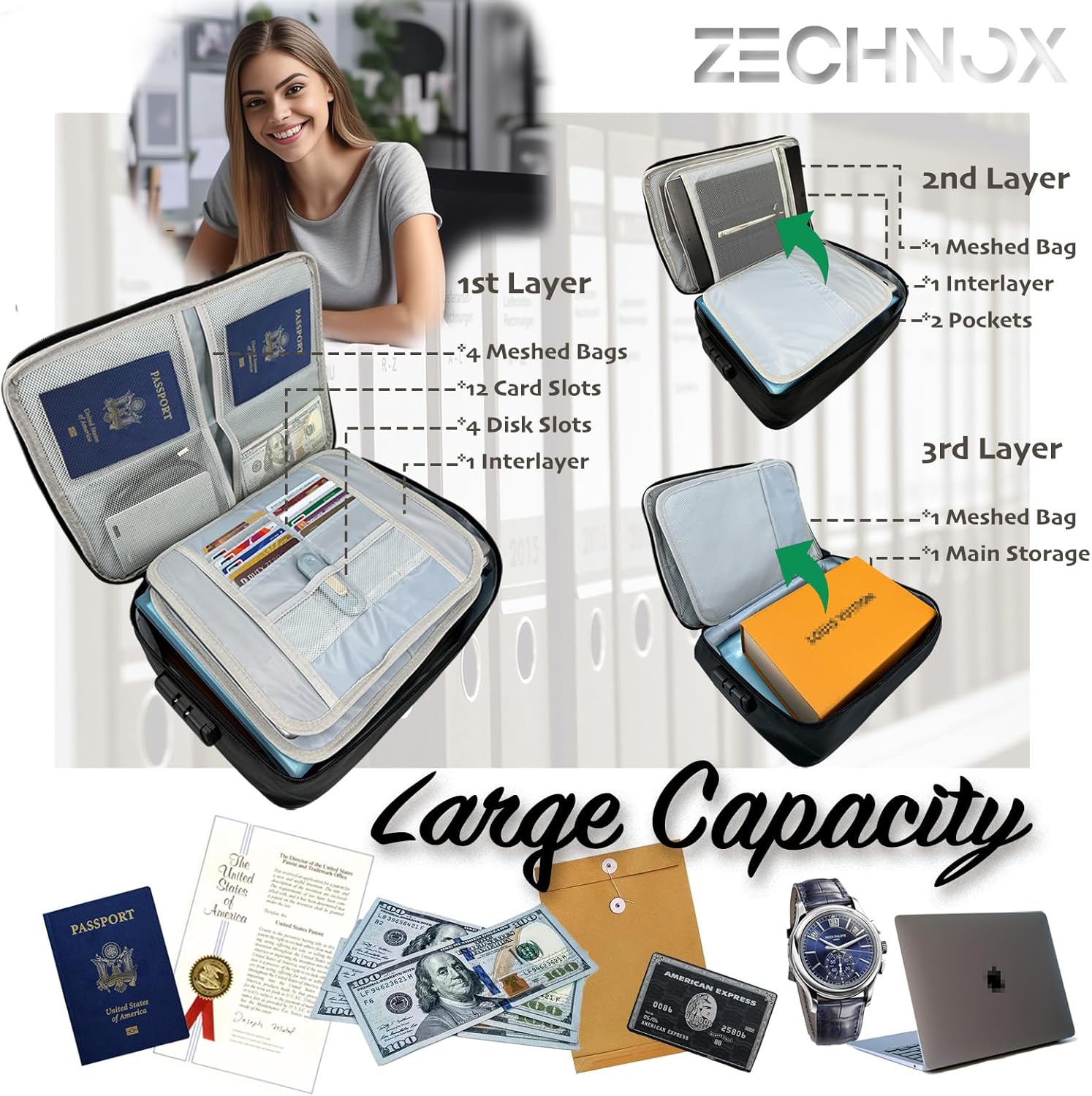 Fireproof Document Bag with Lock F894