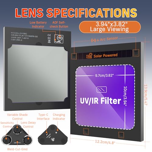 Large Viewing True Color Solar Power Auto Darkening Welding Helmet L780780