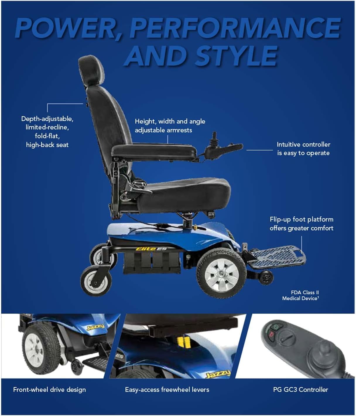 Red Power Chair, 300 lbs. WC, 4 MPH, 15 Miles Range Per Charge I477
