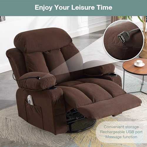 Massage Recliner Chair with Heat and Vibration, Breathable Fabric Ergonomic Single Sofa Chair X60644