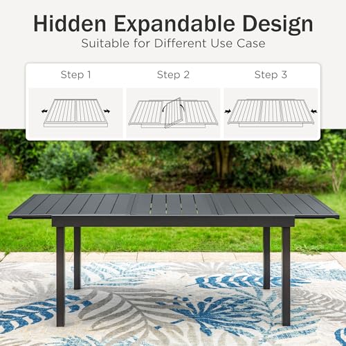 9 Piece Outdoor Extendable Dining Set with Rectangular Metal Dining Table and 8 Rattan Chairs R88345