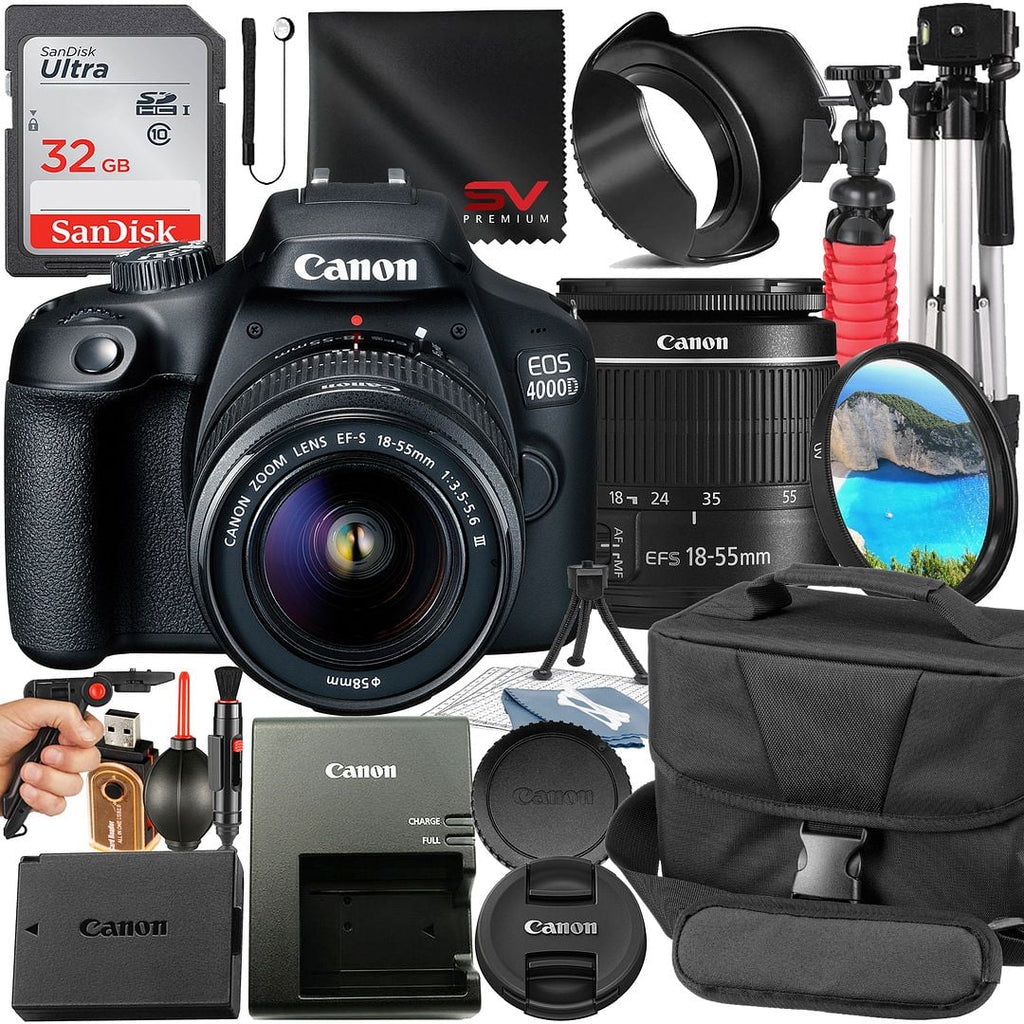 DSLR Camera Bundle with 18-55mm Zoom Lens + 32GB Card + Case + Tripod G74762