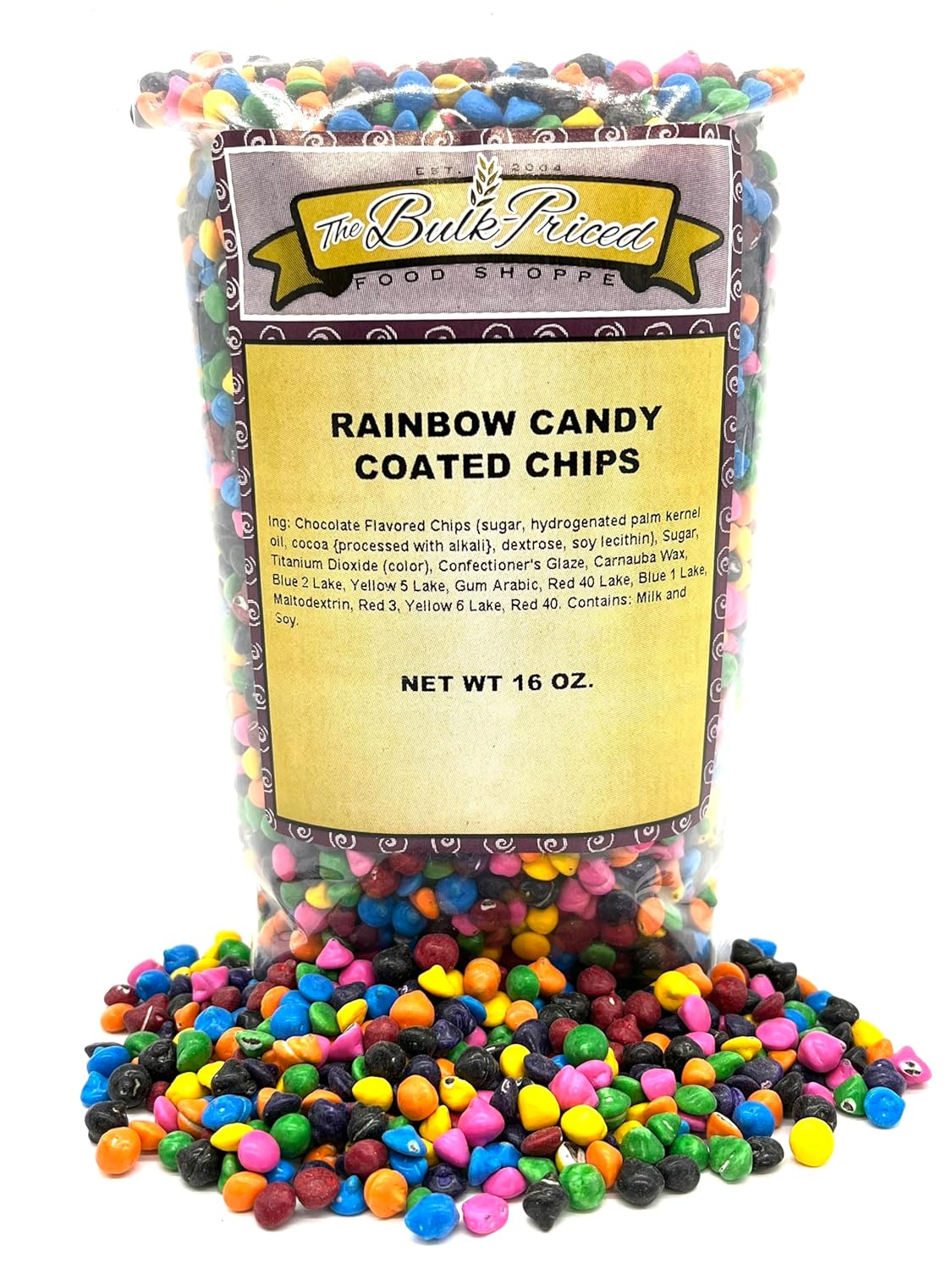 1 lb. Resealable Bag Rainbow Candy Coated Chocolate Chips G489639