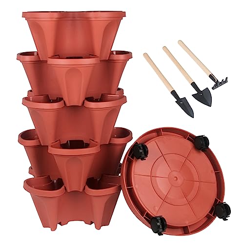7 Tier Stackable Planters with Removable Wheels J6046