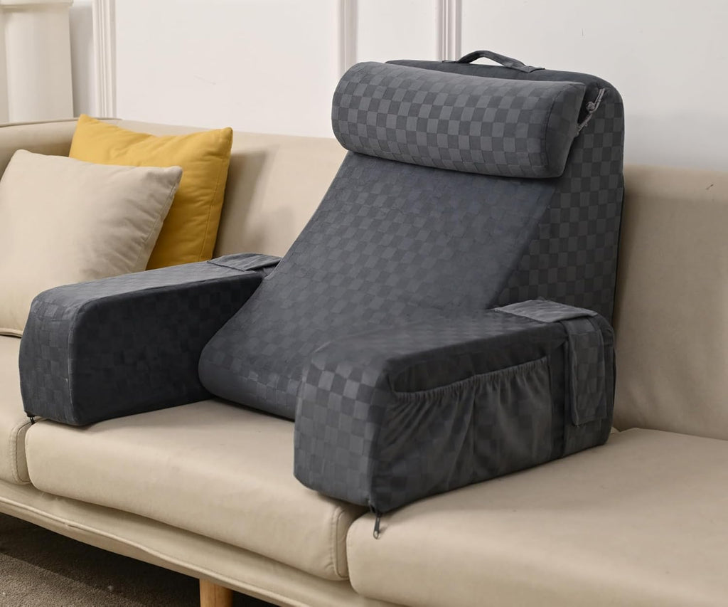 Dark Grey Back Rest Pillow with Arms Rest F630