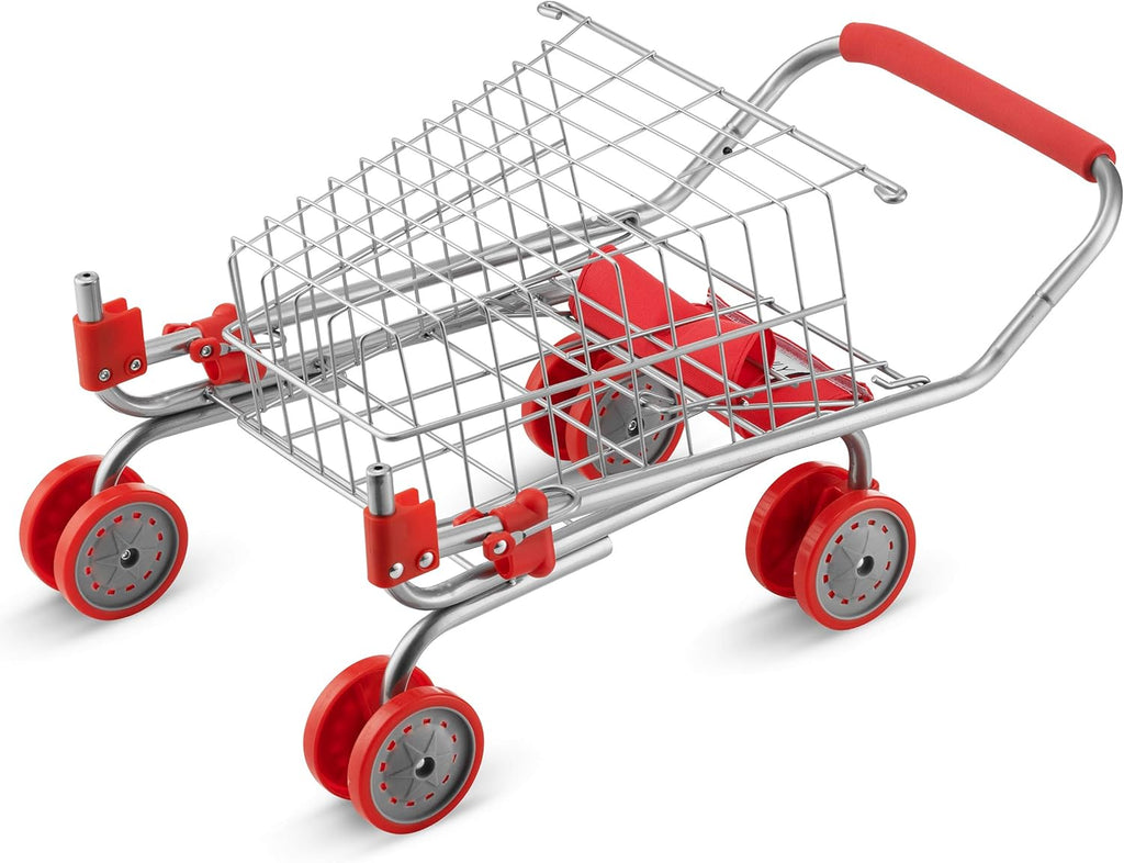 Red Foldable Toy Shopping Cart with Swivel Wheels Q54184