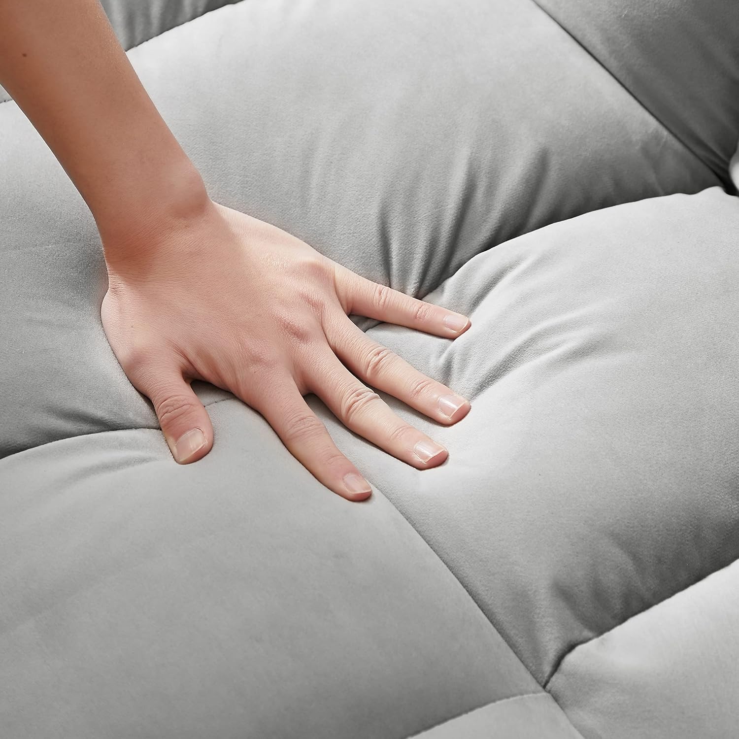 Gray Velvet Loveseat Sofa with Pullout Bed Q30708