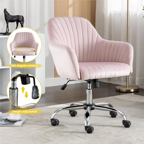 Green Velvet Swivel Rolling Vanity Desk Chair with Back and Wheels V838