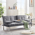 Fabric Linen Upholstered Convertible Folding Futon Sofa Bed, Gray F861612