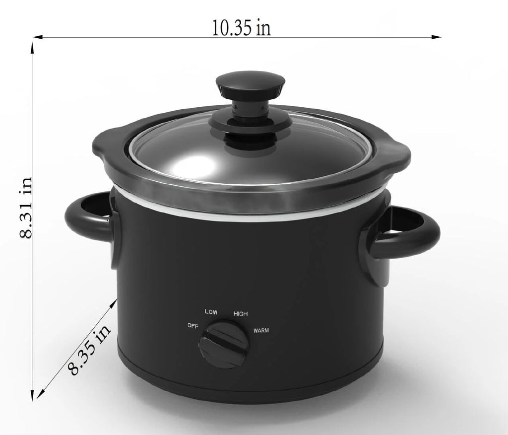 2 QT Matte Black Slow Cooker with Removeable Stoneware Pot B1159