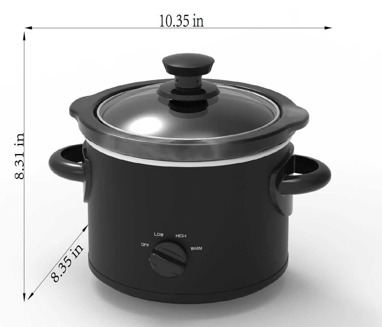 2 QT Matte Black Slow Cooker with Removeable Stoneware Pot B1159