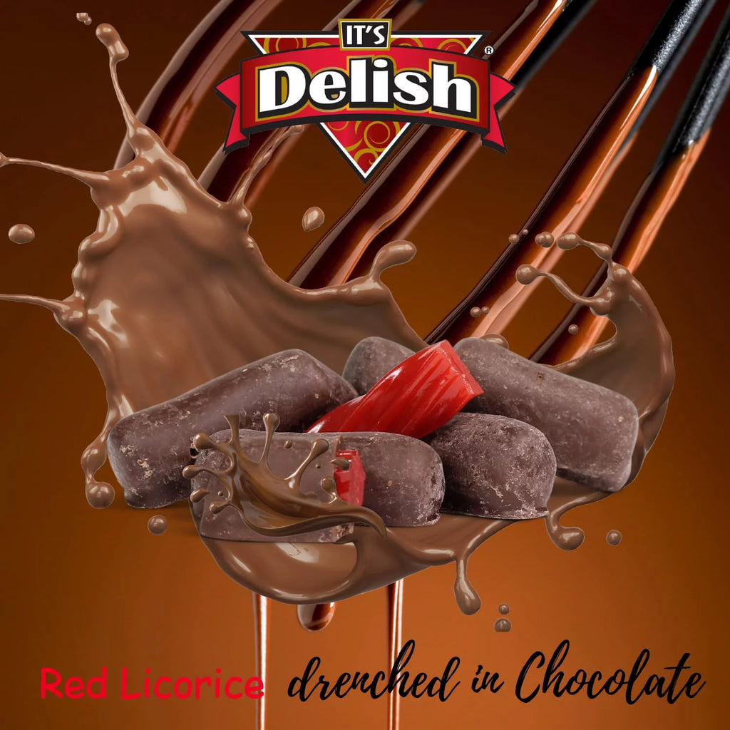 2 Lbs Bag Dark Chocolate Coated Strawberry Licorice Bits R2400