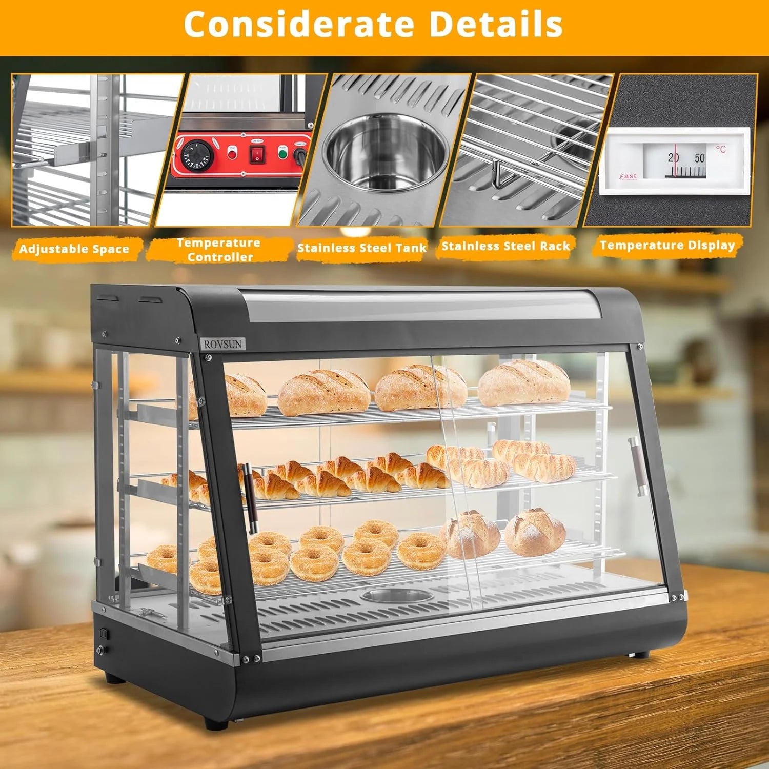 3-Tier Electric Food Warmer with Glass Door B879275