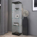 Black 4-Shelf Glass Display Curio Cabinet with Door N4256