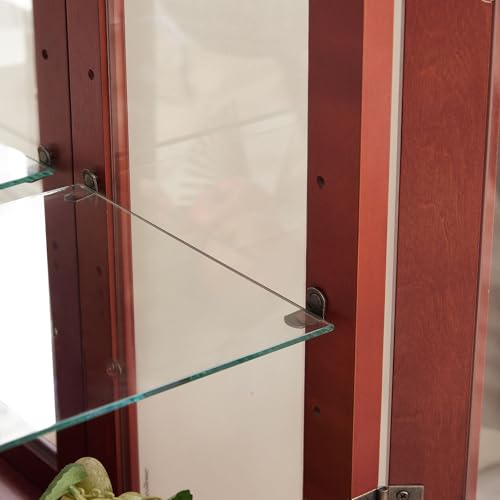 Cherry Curio Corner Cabinet with Glass Doors and Adjustable Shelves R130
