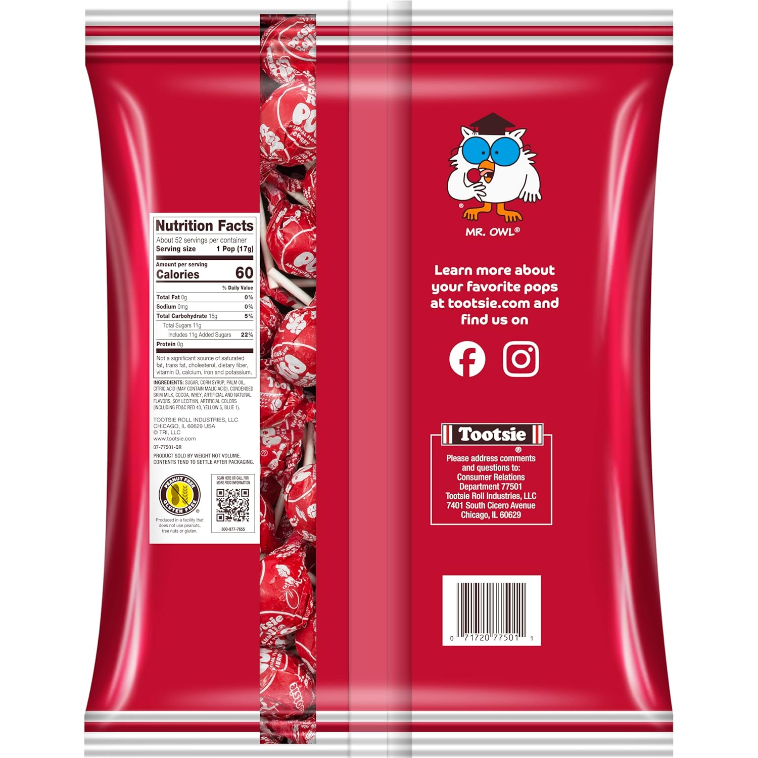 Cherry Flavored Lollipops with Chocolatey Center, Individually Wrapped Hard Candy, 50 Count C144