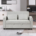 White Gray Chenille Convertible Loveseat Sofa with 2 Pillows T105