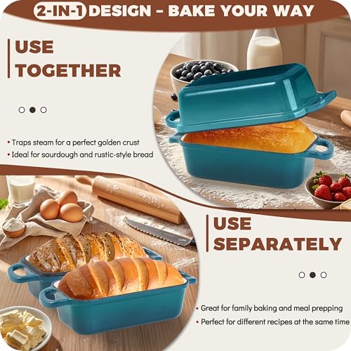 Enameled Cast Iron Bread Loaf Pan with Lid, Set of 2 S9815