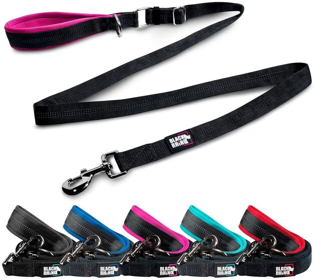 Padded Handle Adjustable Dog Leash (Pink/Black) H103333