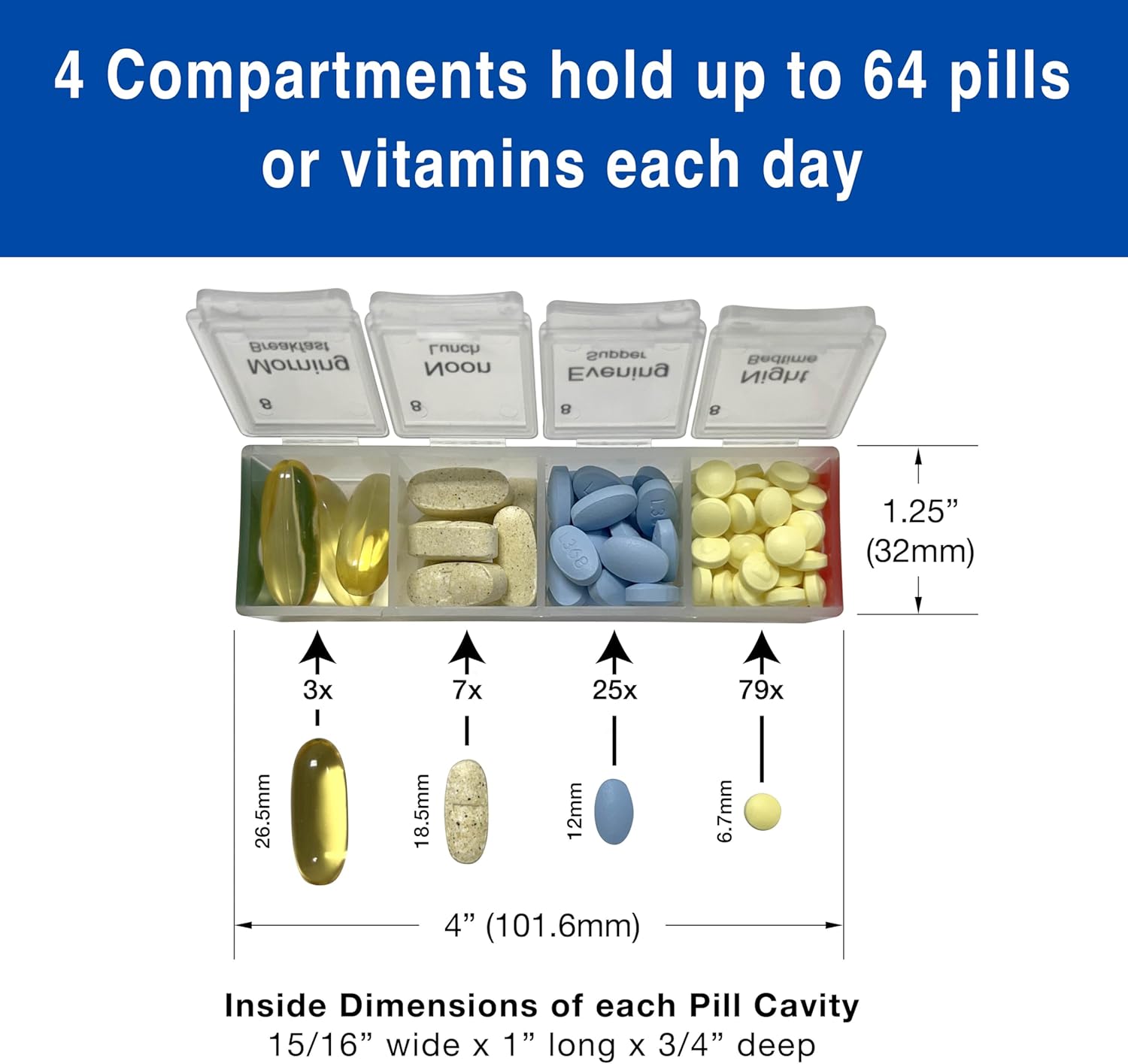 31 Day Pill Organizer, 4 Times a Day, Large K303