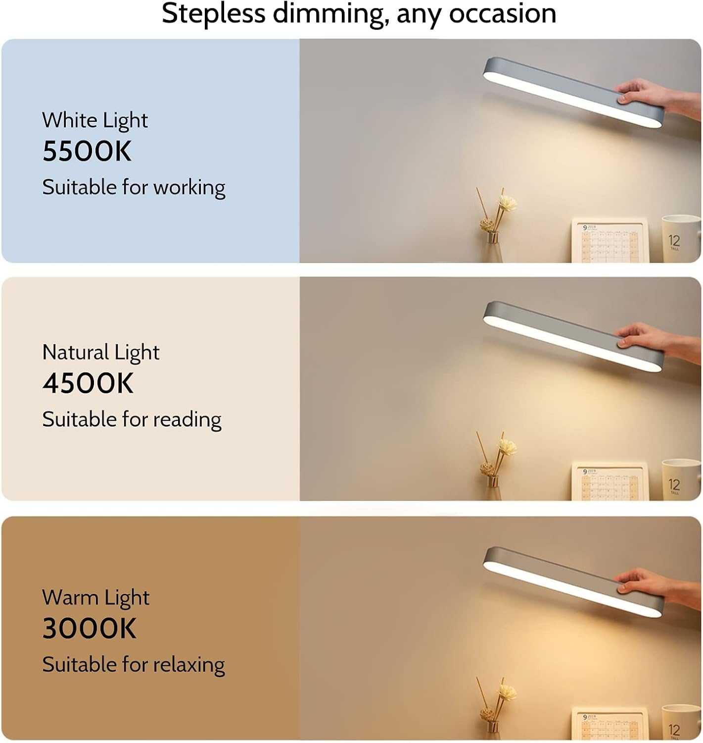 LED Dimmable Stick on Light with Rechargeable Battery K836996