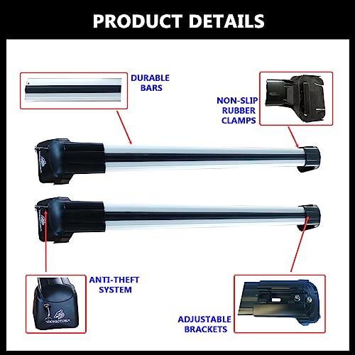 Silver Lockable Roof Rack Crossbars E85068