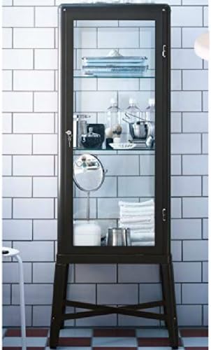 Dark Gray Glass Door Cabinet P133186