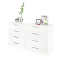 8 Drawer Black Wood Lateral Dresser with Metal Handles Y946