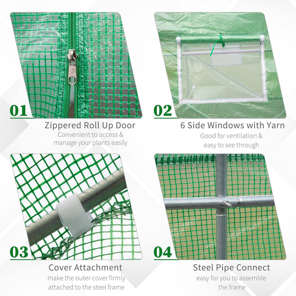 15' x 6' x 7' Walk-in Tunnel Greenhouse with Roll-up Windows Z617