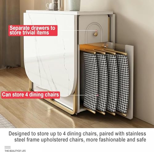 Folding Square Dining Table with Wheels and Storage Racks C228949