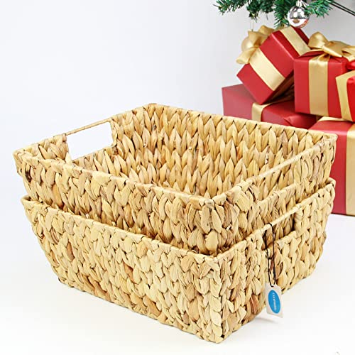 Natural Hand Woven Hyacinth Storage Basket, 2-Pack K166871