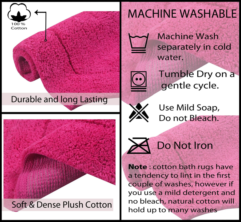 100% Cotton Tufted Bath Rug, 24"x40" Rectangle, Hot Pink T6677