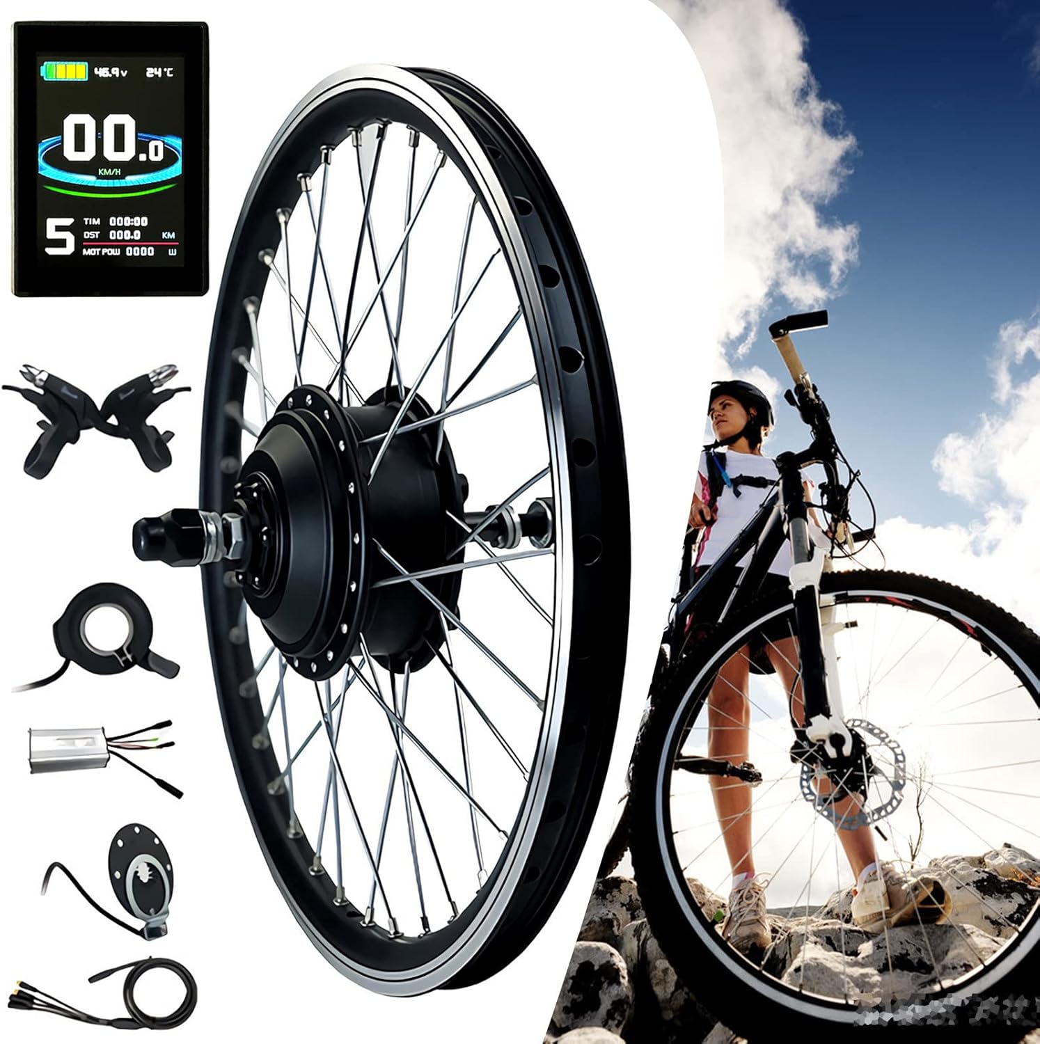 Electric Bicycle Conversion Kit 36V/48V 250W/350W/500W Rear Wheel Y9969