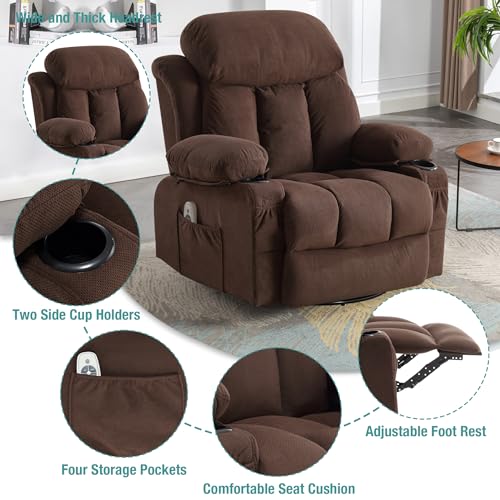 Massage Recliner Chair with Heat and Vibration, Breathable Fabric Ergonomic Single Sofa Chair X60644