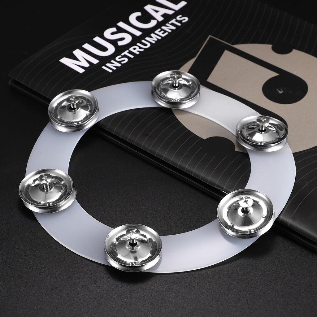 Silicone Single Rows 6 Pair Cymbal Tambourine with Stainless Steel Jingles D83619