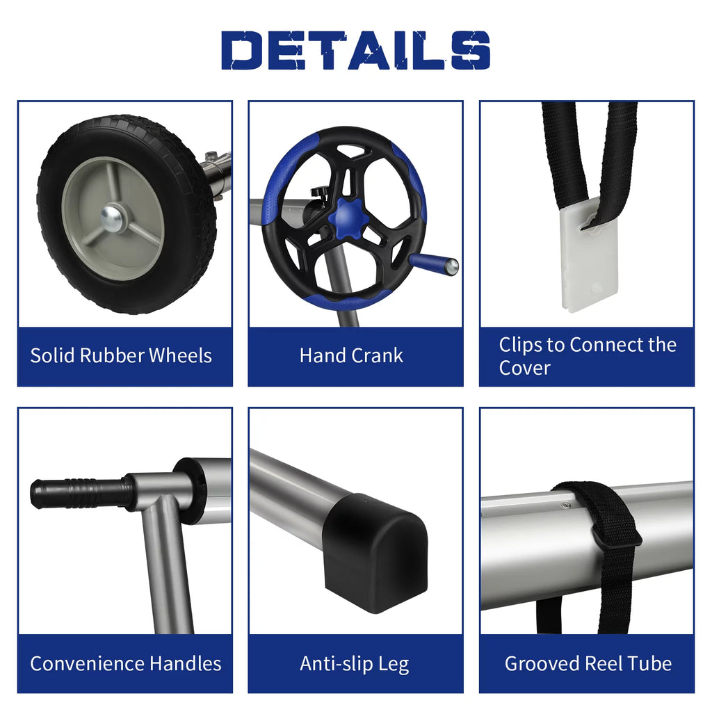 20 Ft Aluminum Pool Cover Reel Set (Blue) W664890