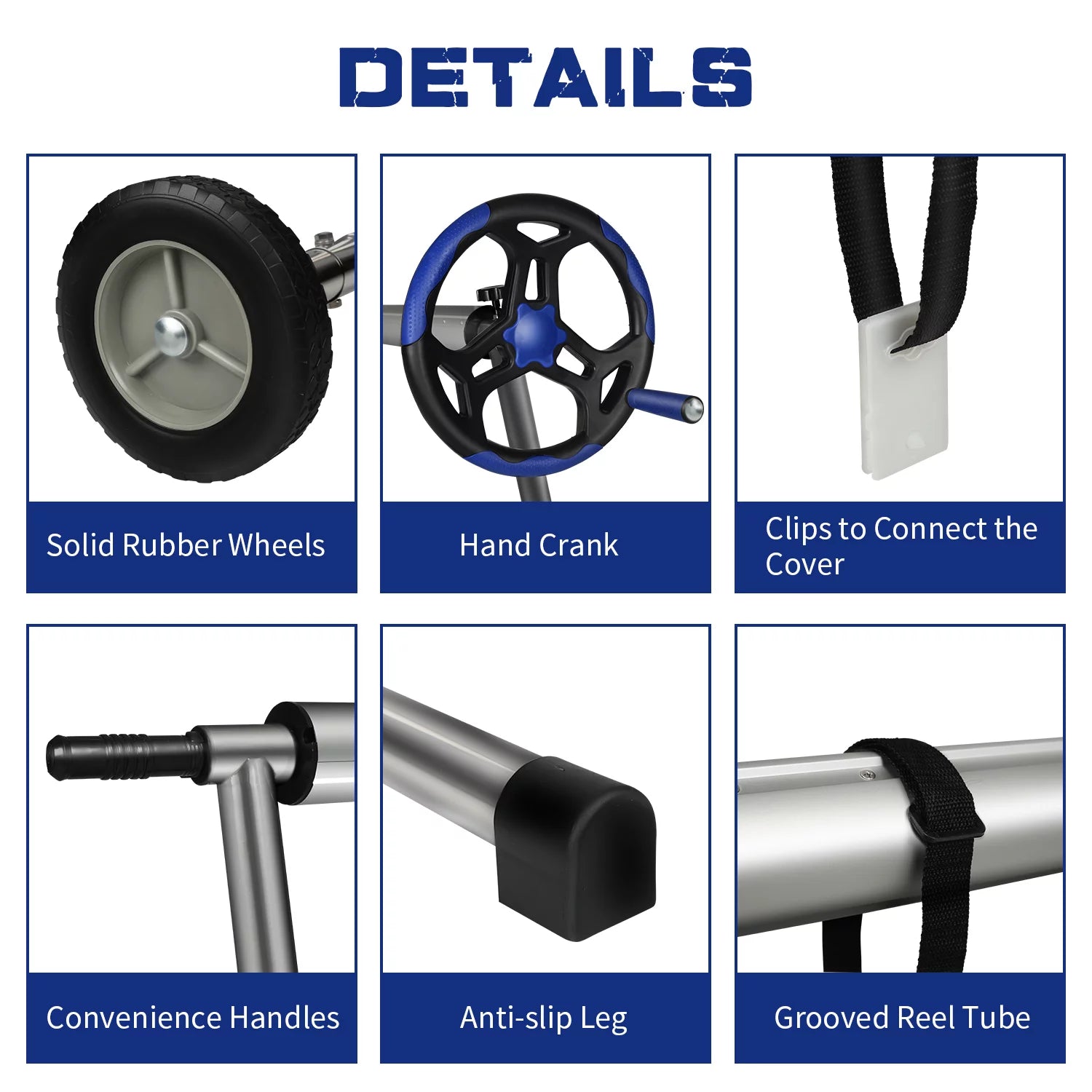 20 Ft Aluminum Pool Cover Reel Set (Blue) W664890
