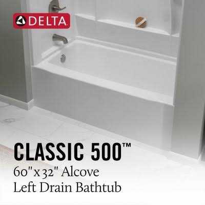 60 in. L x 32 in. W Left Drain Rectangular Alcove Bathtub R39775