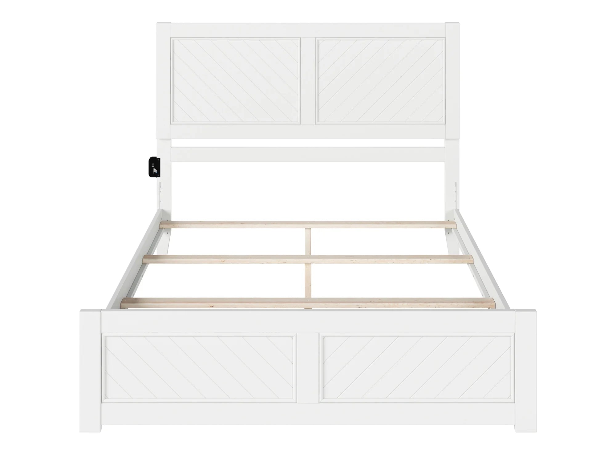 White Solid Wood Queen Foundation Bed Frame with Matching Footboard L981612