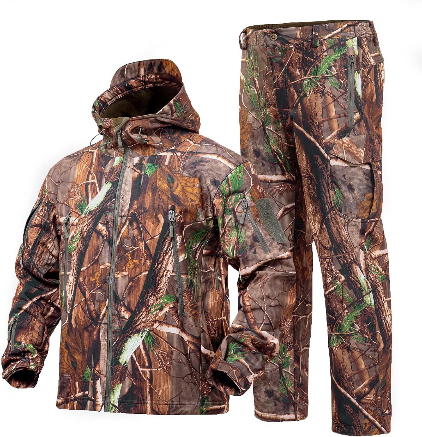 Camouflage Hunting Hoodie Jacket and Pants Windproof Coat R467466