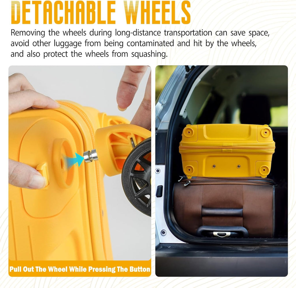 Yellow 20-Inch Lightweight Suitcase K407