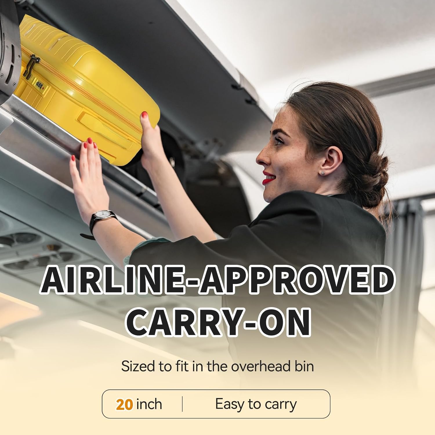 Yellow 20-Inch Lightweight Suitcase K407