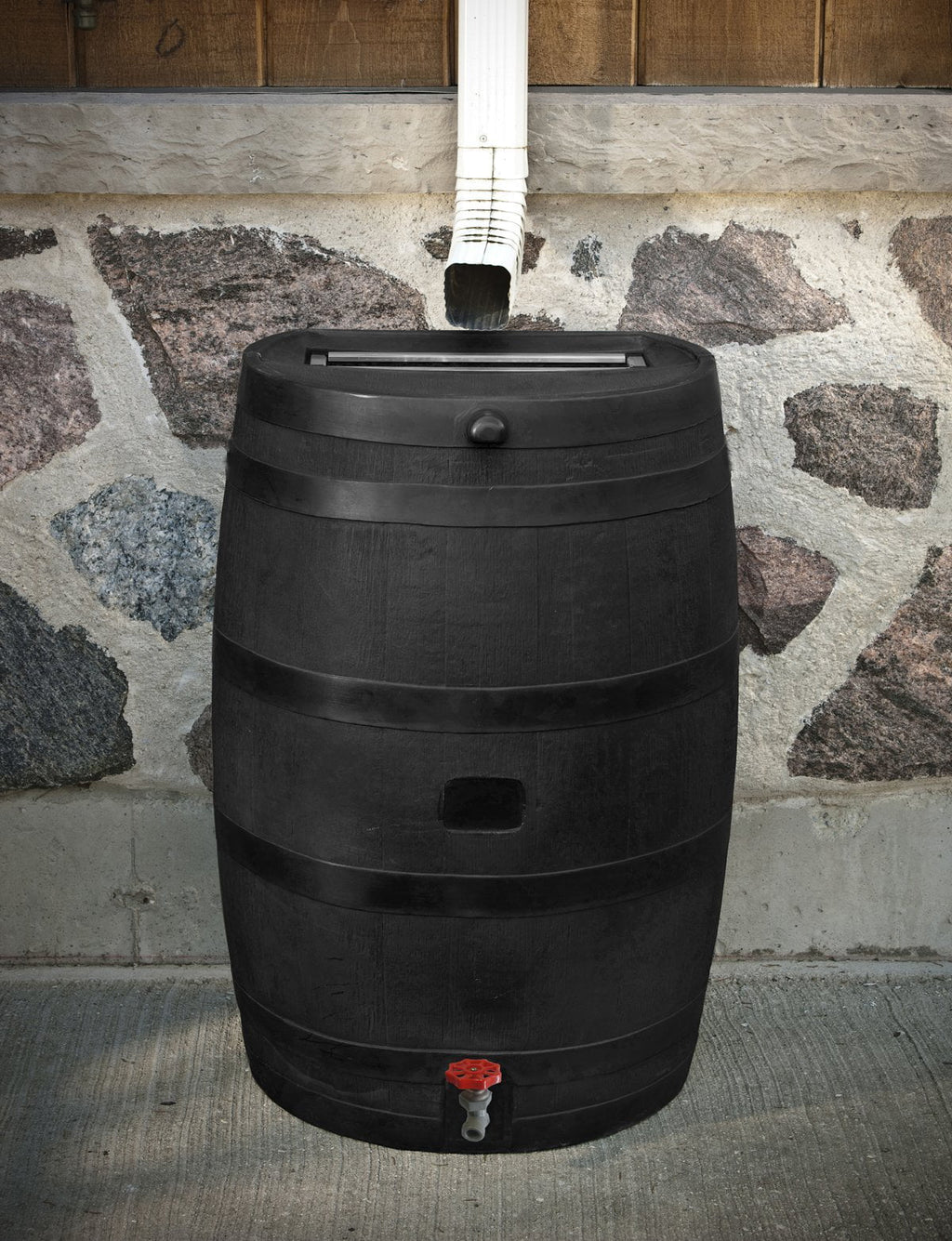 Black 50 Gallon Polyethylene Rain Barrel L71199