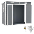 Gray Resin Plastic Outdoor Storage Shed with Floor and Window H3542