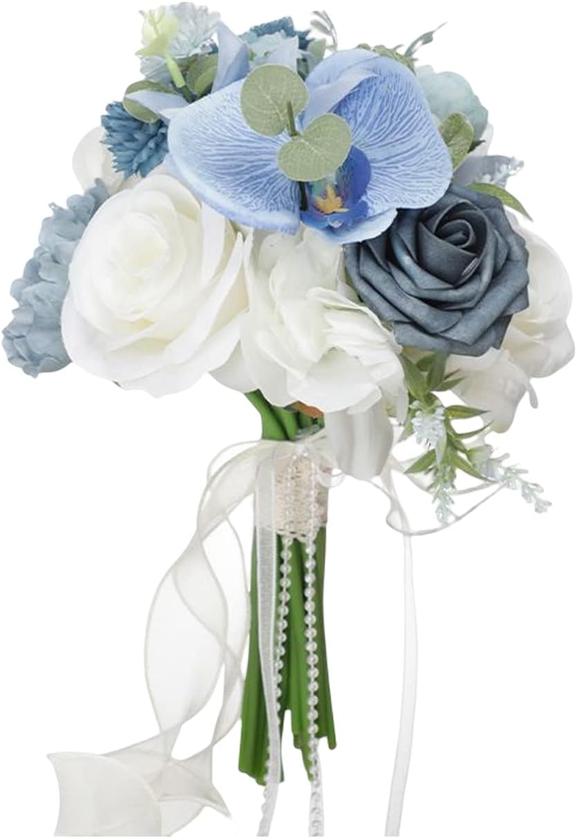 8.7 Inch Artificial Silk Rose Bridal Bouquet F57292
