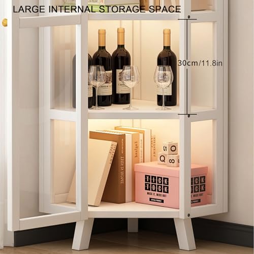 Glass Display Cabinet with White Doors B253789
